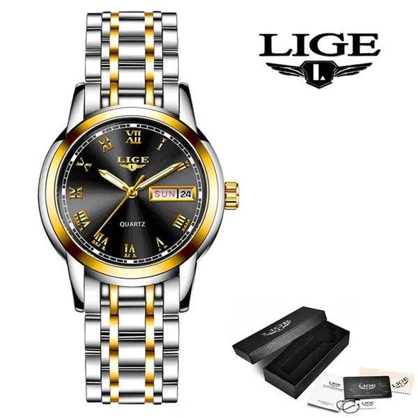 LIGE 2020 New Gold Watch Women Watches Ladies Creative Steel Women's Bracelet Watches Female Waterproof Clock Relogio Feminino