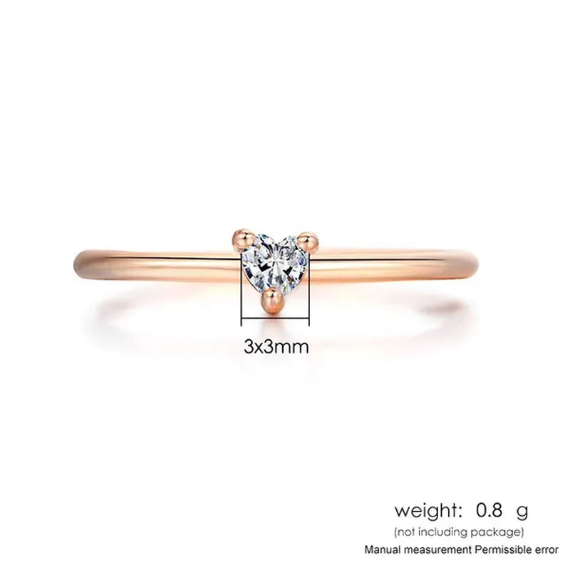 Rings for Women Little Heart Shaped Gold Color Wedding Engagement Dainty Ring Jewellry Zircon Romantic Fashion Jewelry