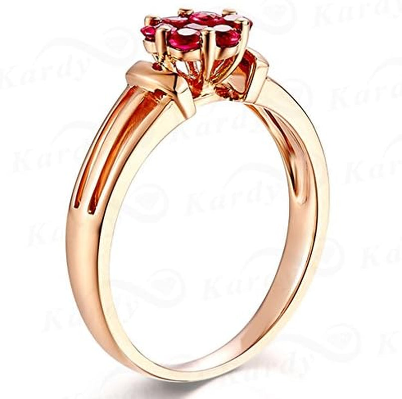 Amazing Genuine Natural Ruby Gemstone Wedding Engagement Band Ring Rose Gold 14K for Women