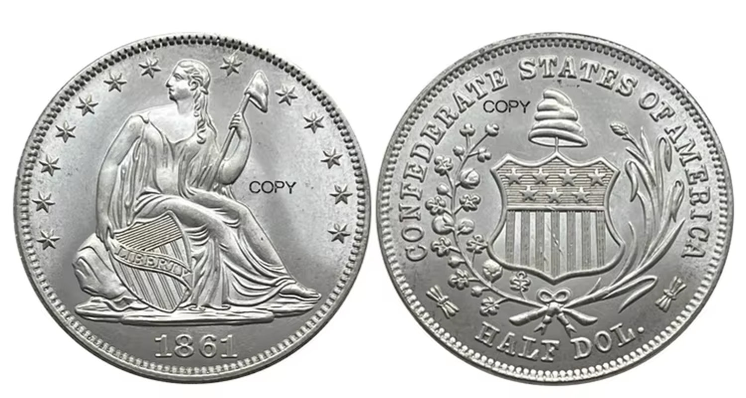 Confederate States of America Us 1861 1/2 Half Dollar Silver Plated Copy Commemorative Coin Ww2 Liberty Moneda Collectible Coins