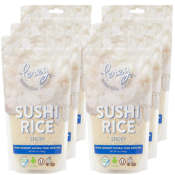 Natural Foods Sushi Rice (16 Oz/Bag X 6 Pack) - White Sticky Short Grain - Vegan, Non-Gmo, Made in USA, - Sushi, Rice Ball, and Everyday Japanese Dishes - Resealable Packaging