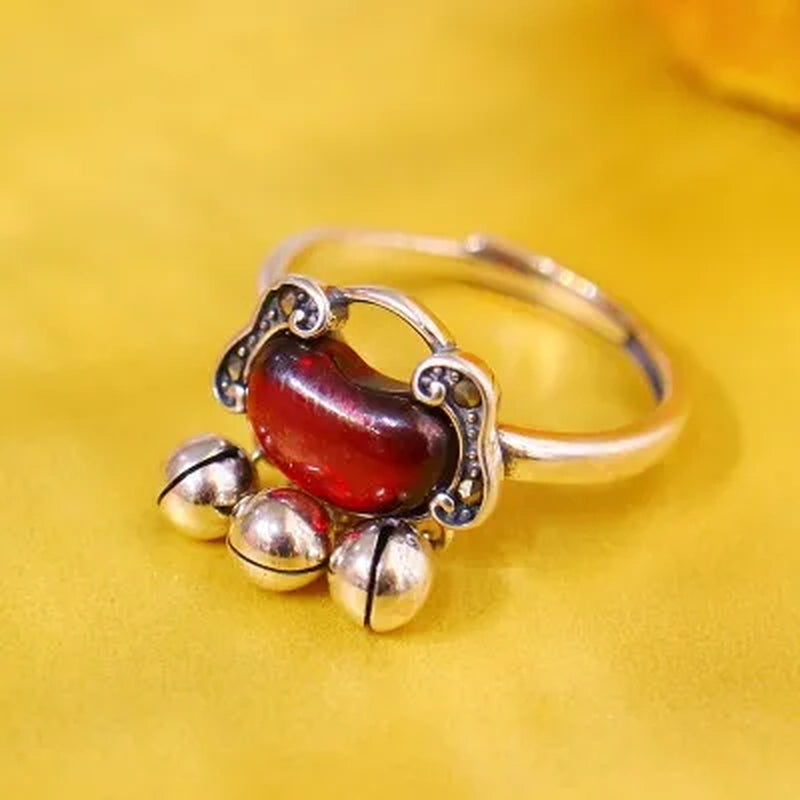 Popular Women'S Fashion 925 Sterling Silver Ring Elegant Retro Ruby Longevity Lock Jewelry Wedding Engagement Party Ring Size 5-11