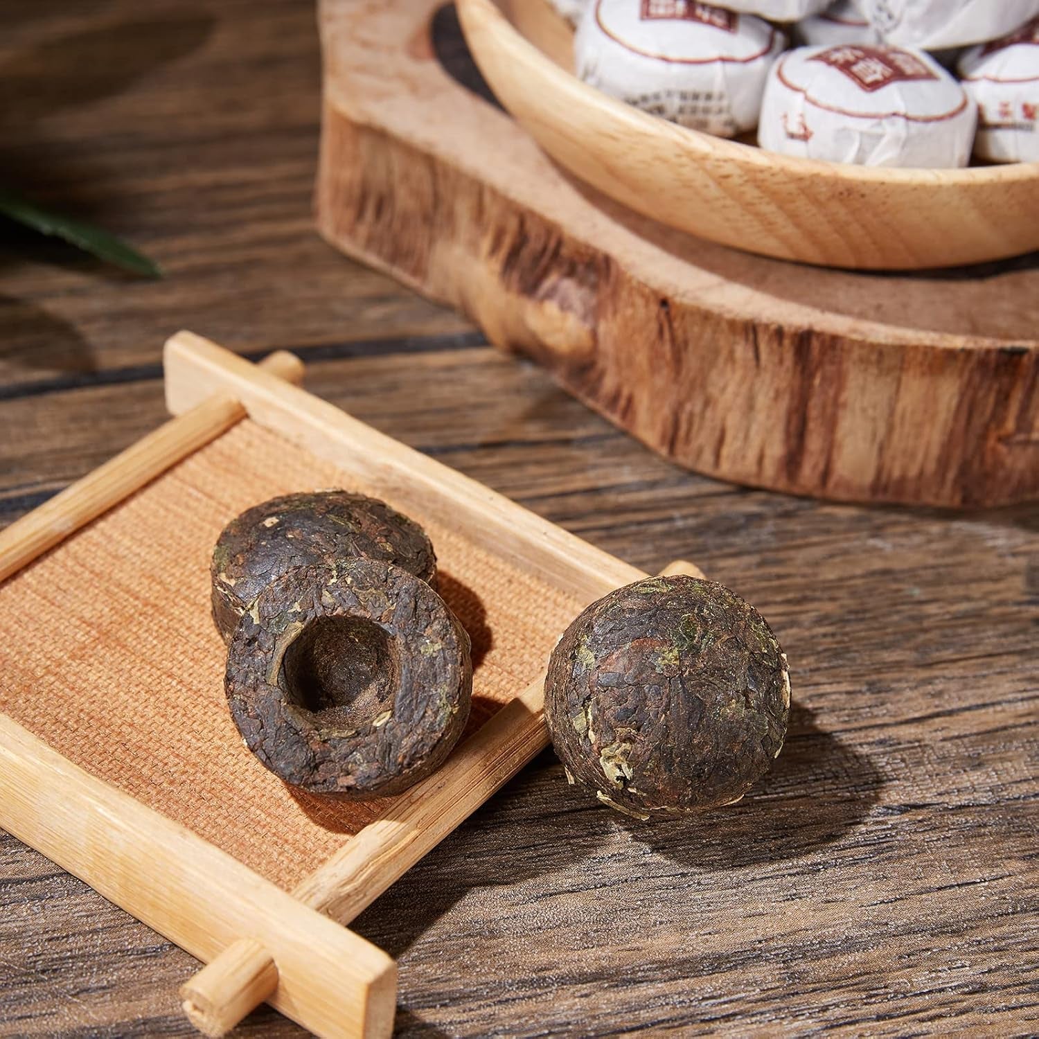 Pu-Erh Tea, Ripe Puerh Tea Mini Tea Cake with Glutinous Rice Fragrant, Loose Leaf Tea (8.47 Ounce/240G)