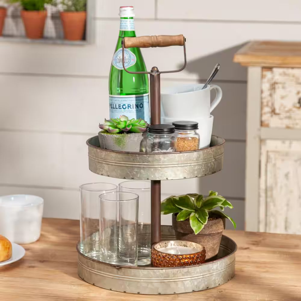 Tiered Grey Metal Tray