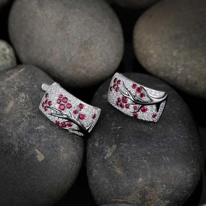 YOHAPP Dazzling 925 Sterling Silver Natural Gemstone Diamond Floral Earrings Wom