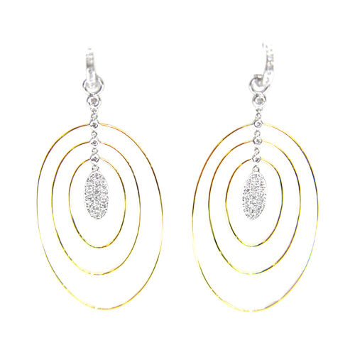 .90 CT DIAMOND ROUND BRILLIANT SHAPE DIAMOND EARRING F VS 18 K TWO TONE GOLD