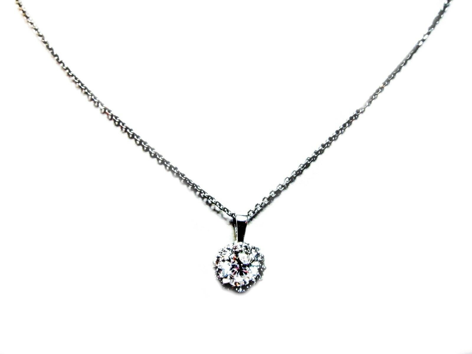 .73 CT CENTER .27 CT SIDE DIAMOND ROUND CENTER HALO DIAMOND AROUND 18 K PENDANT