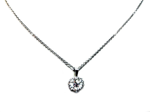 .73 CT CENTER .27 CT SIDE DIAMOND ROUND CENTER HALO DIAMOND AROUND 18 K PENDANT