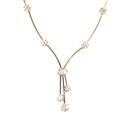 2.15 CT DIAMOND LONG NECKLACE CLUSTER BOTTOM 20 INCH NECK SIZE 14 K WHITE GOLD