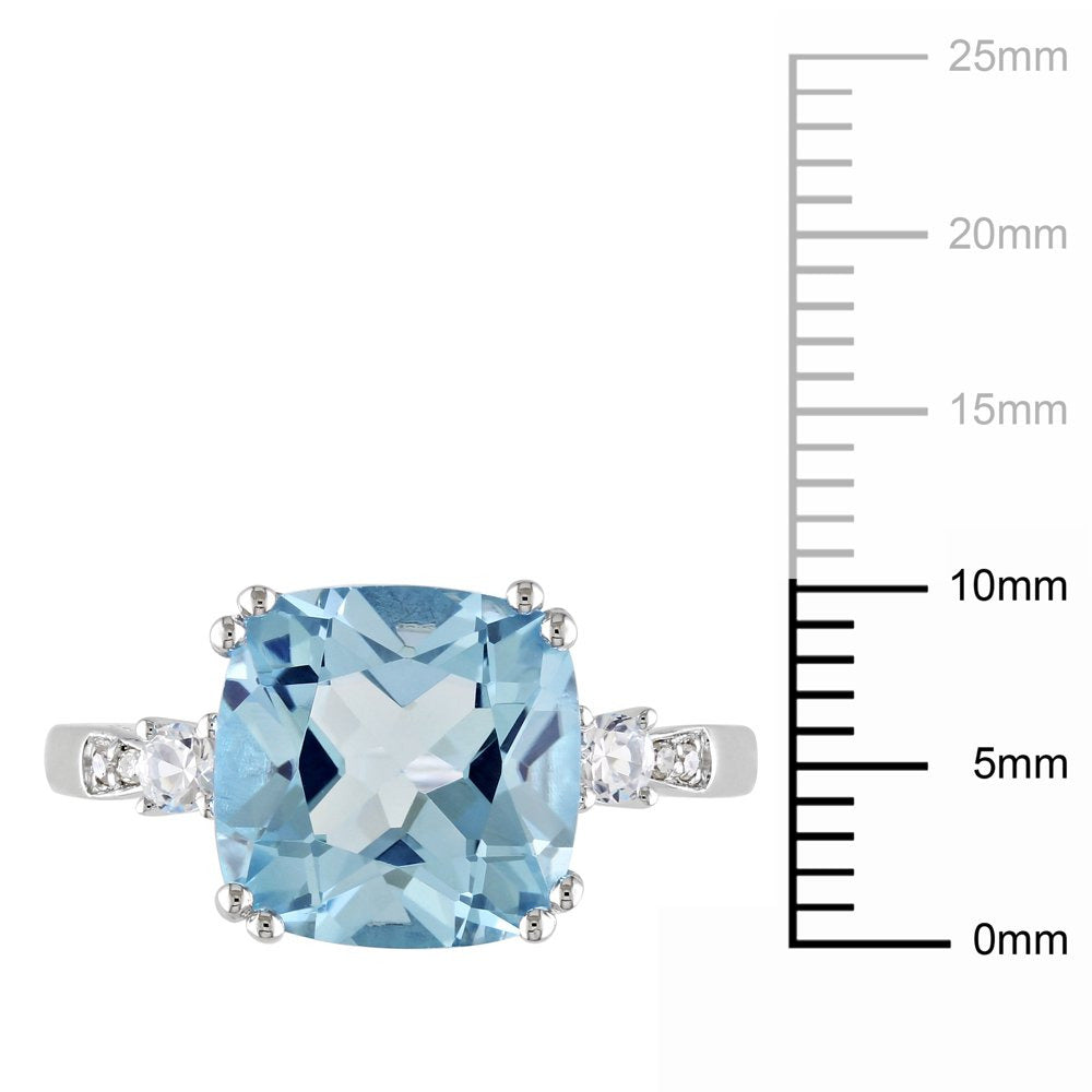 Miabella Women'S 5-5/8 Carat T.G.W. Cushion-Cut Sky Blue Topaz Created White Sap