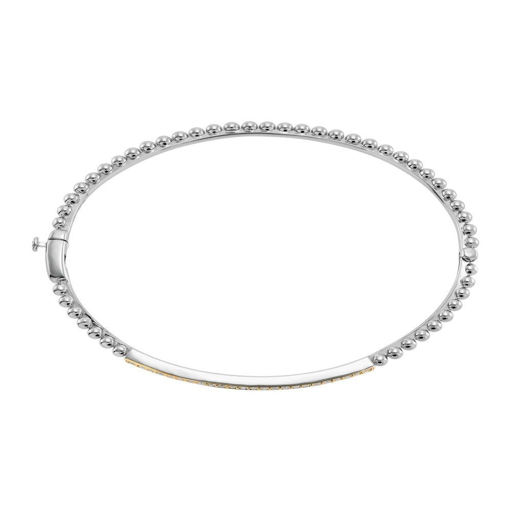 Women'S Welry 1/4 Cttw Diamond Beaded Cuff Bangle Bracelet in Sterling Silver wi