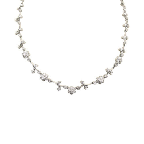 1.40 CT DIAMOND FLUERETTE 14 K GOLD NECKLACE