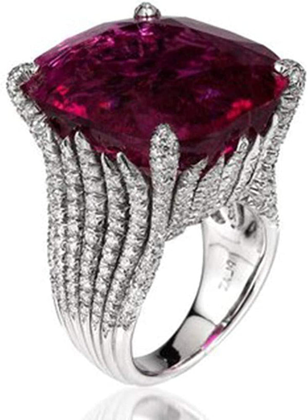Women Rings Natural Ruby Diamond Engagement Antique Ring,Dazzling Diamond Sterli