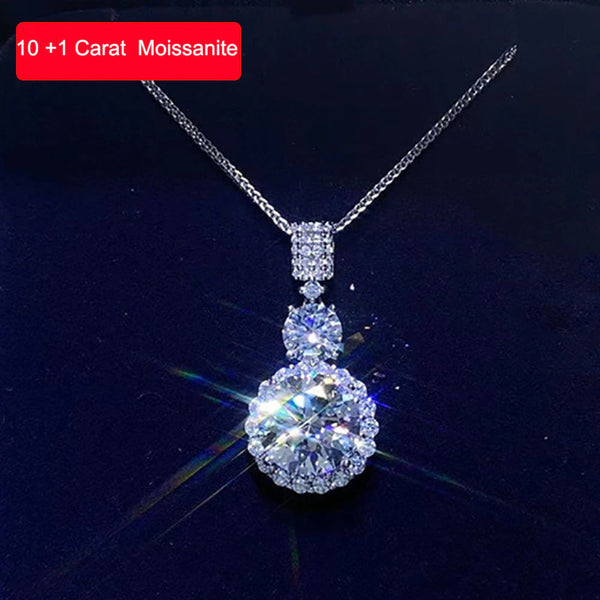Real 10 Carat Moissanite Necklace for Women S925 Silver Platinum Plating D Color