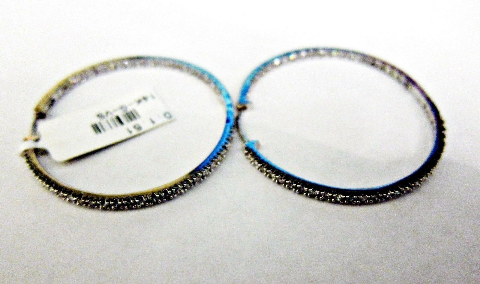 1.51 CT DIAMOND INSIDE OUTSIDE SET THIN DIAMOND HOOP EARRING HOOP EARRING 14 K