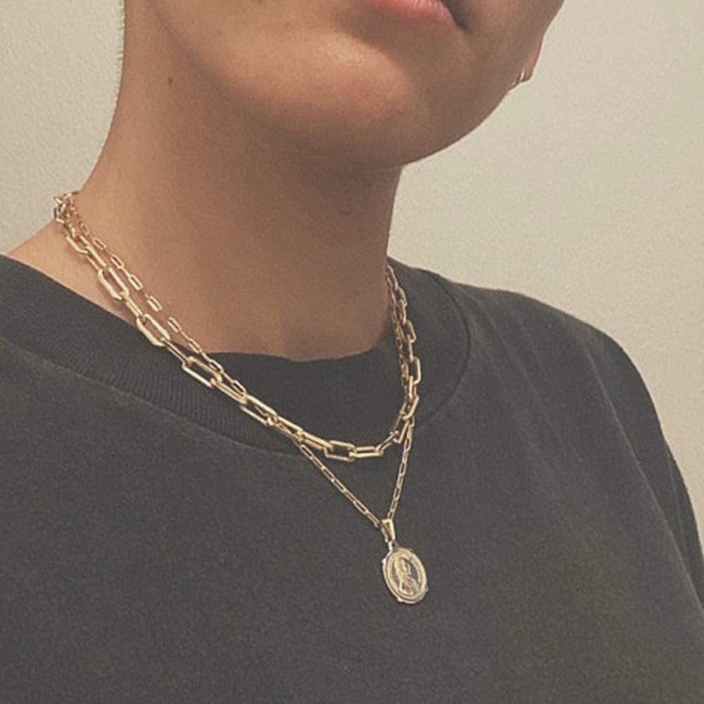 Dainty Gold Choker Necklaces for Women - 14K Gold Plated Handmade Medallion Snak