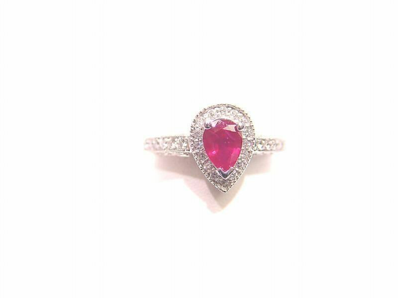 .85 CT RUBY PEAR SHAPE RING