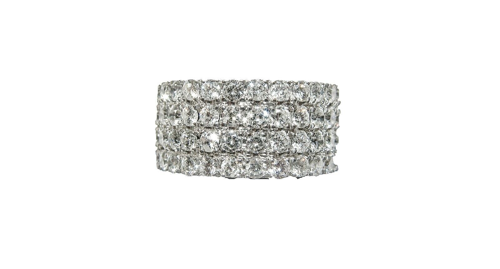 2.80 CT DIAMOND ROUND BRILLIANT SHAPE 4 ROW SET HALF WAY SET BAND 18 K GOLD