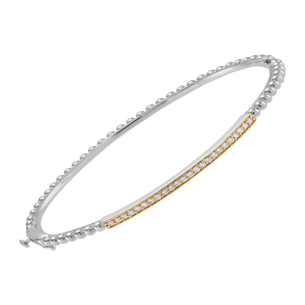 Women'S Welry 1/4 Cttw Diamond Beaded Cuff Bangle Bracelet in Sterling Silver wi