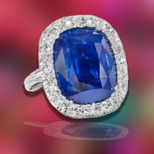 GIA certified 15.02 carat Cushion cut Burma Blue Sapphire 100% natural gemstone