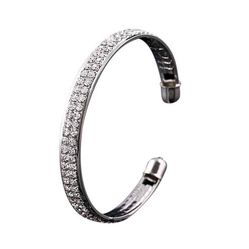 Womens Crystal Rhinestone Open Bangle Cuff Bracelet Jewelry Silver Gold Silver 2