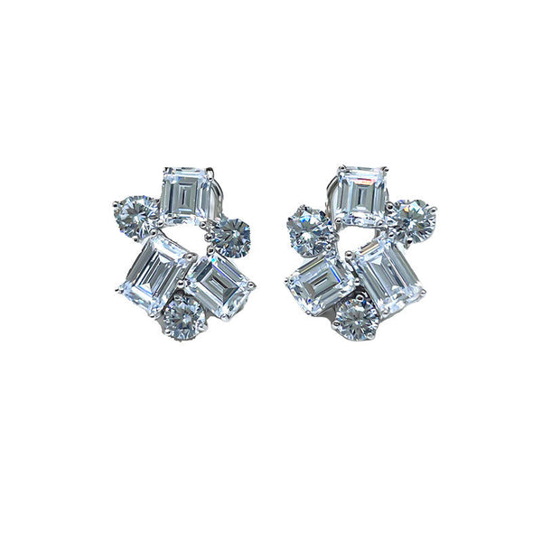 Women'S High Carbon Diamond Emerald Earrings 925 Sterling Silver