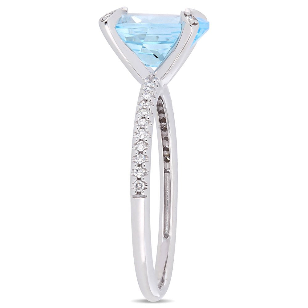 Miabella Women'S 3-4/5 Carat Oval-Cut T.G.W. Sky-Blue Topaz 1/4 Carat T.W. Diamo