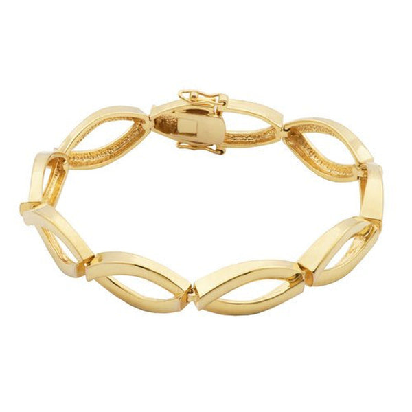 Women'S 18Kt Gold over Brass High-Polish Elong Link Bracelet, 7.5"