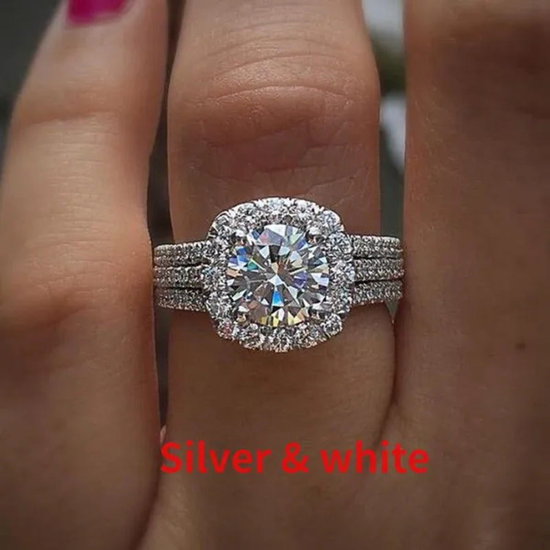 Women Wedding Diamond Ring 18K Gold Micro Pave Diamond Rings for Engagement Ring
