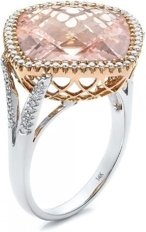 YI Pink Diamond Rings for Women Girlfriend Girls Champagne Hollow Luxurious Eleg