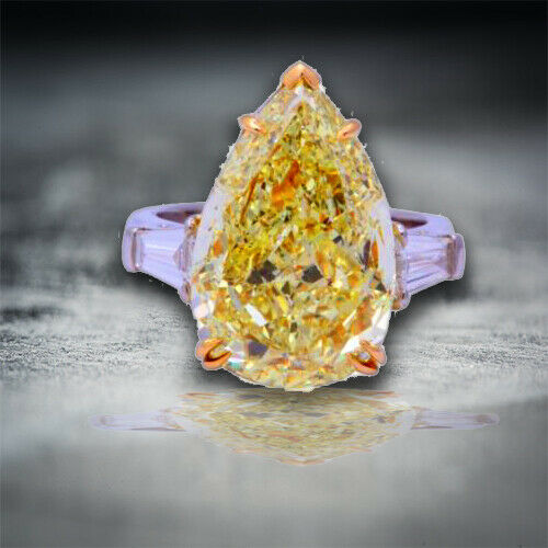 10 Carat Fancy Yellow Pear Shape Ring GIA Certified