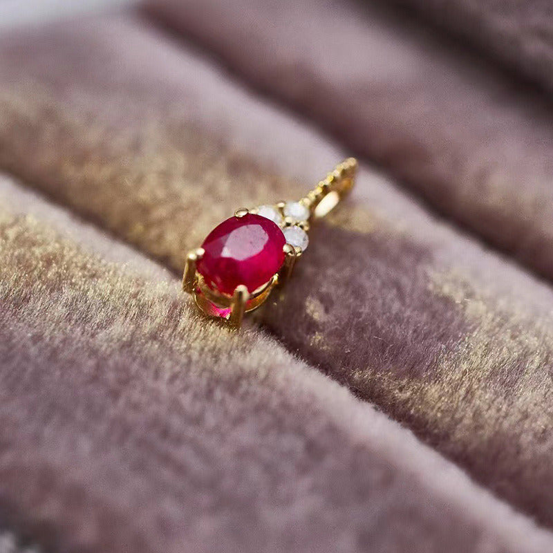 Women'S Natural Pigeon Blood Ruby and Diamond Pendant