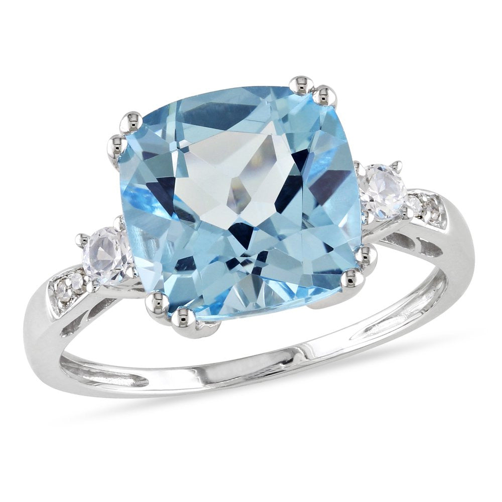 Miabella Women'S 5-5/8 Carat T.G.W. Cushion-Cut Sky Blue Topaz Created White Sap