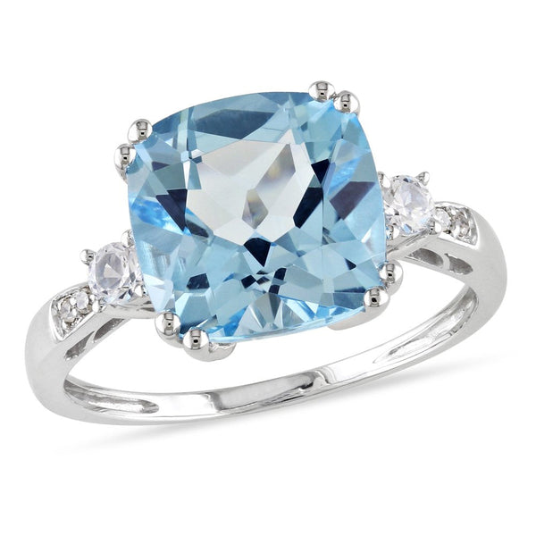 Miabella Women'S 5-5/8 Carat T.G.W. Cushion-Cut Sky Blue Topaz Created White Sap