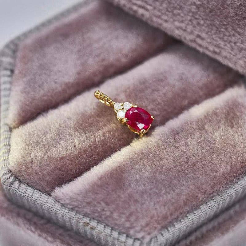Women'S Natural Pigeon Blood Ruby and Diamond Pendant