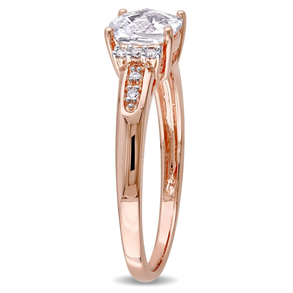Women'S 1-1/4 Carat T.G.W. Cushion Checkerboard-Cut Created White Sapphire and R