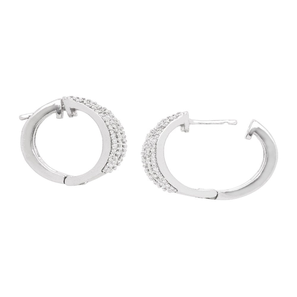 Women'S 1 Ct Diamond Wide Hoop Earrings in Sterling Silver
