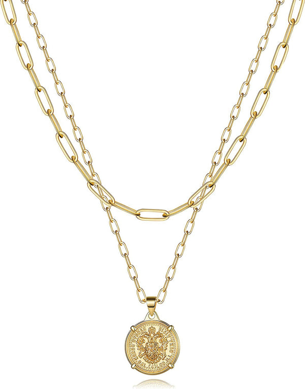 Dainty Gold Choker Necklaces for Women - 14K Gold Plated Handmade Medallion Snak