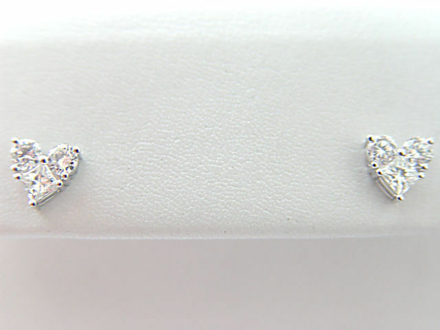 .82 CT DIAMOND 4 ROUND BRILLIANT SH 2 PRINCESS SHAPE STUD EARRING 18 K GOLD