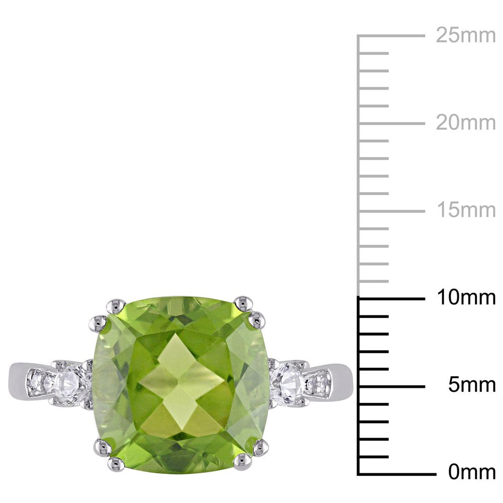 Miabella Women'S 5-2/5 Carat T.G.W. Cushion-Cut Peridot Created White Sapphire a