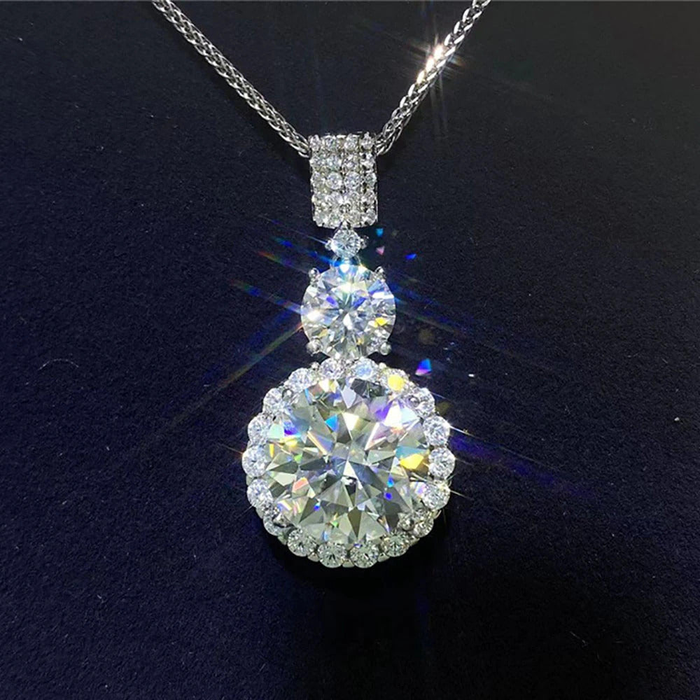 Real 10 Carat Moissanite Necklace for Women S925 Silver Platinum Plating D Color