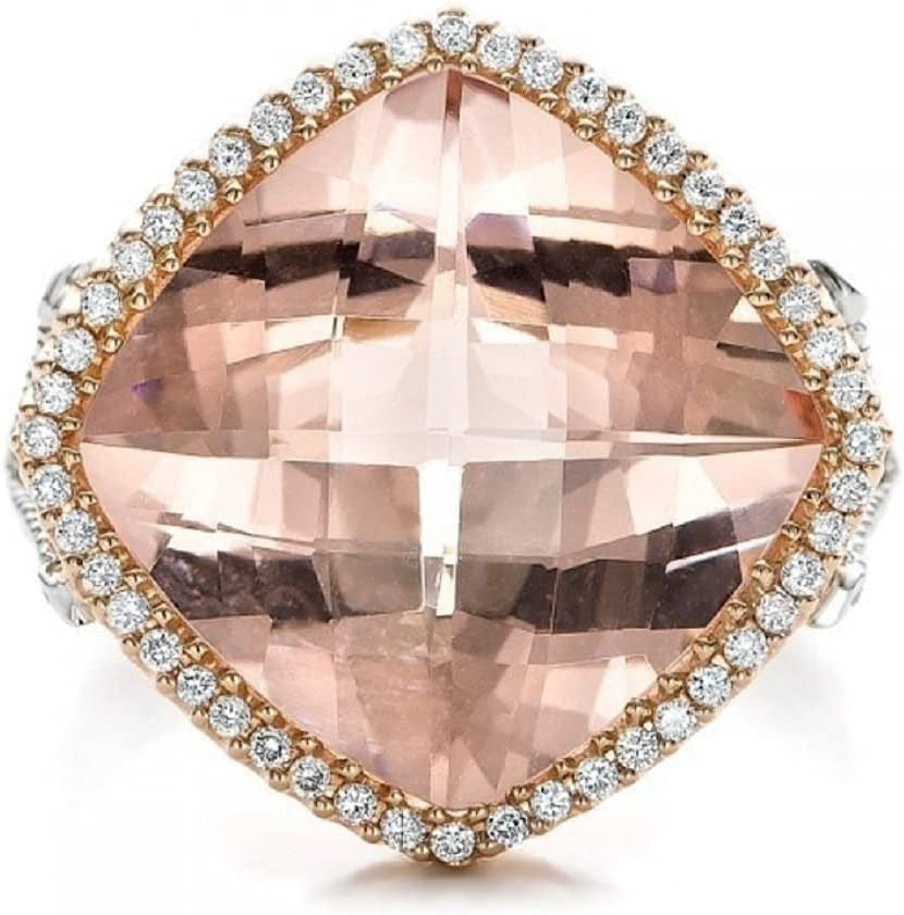 YI Pink Diamond Rings for Women Girlfriend Girls Champagne Hollow Luxurious Eleg