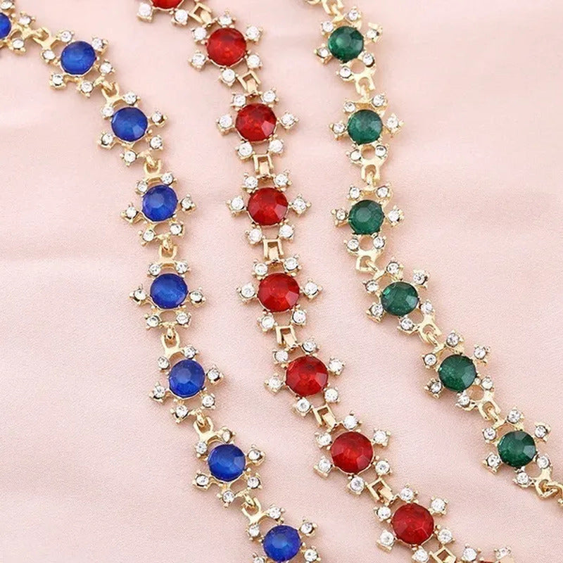YOHAPP Gold Plated Women Fashion Red Ruby Square Shape Bracelet Jewelry