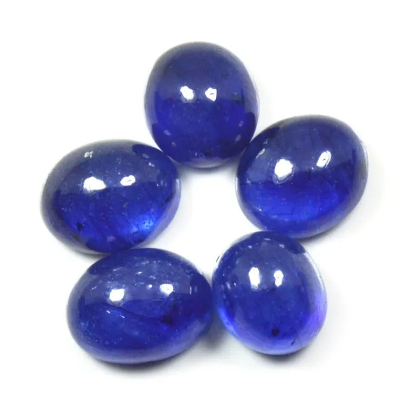 Blue Sapphire Gemstone 24.8 Carat Natural Cabochon Loose 5 Pieces Wholesale Lot