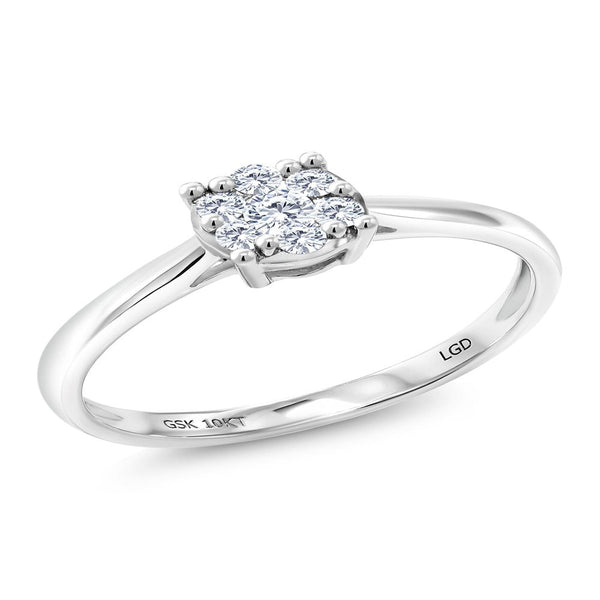 White Lab Grown Diamond 10K White Gold Engagement Ring (0.26 Ct , SI2-SI1, GH)