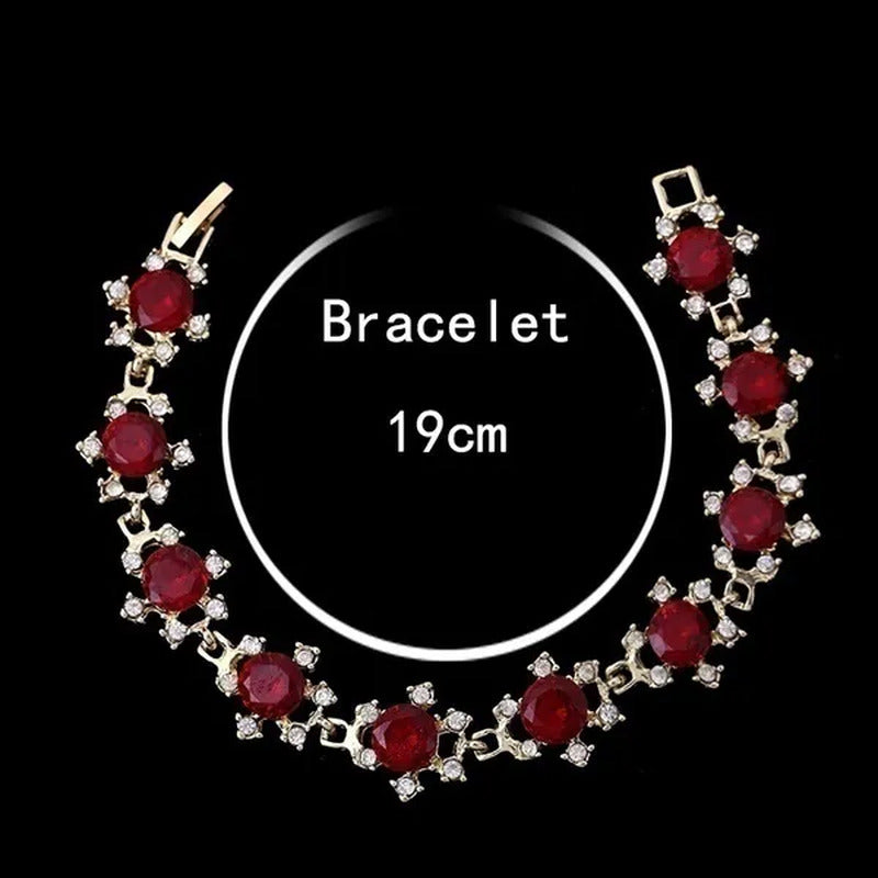 YOHAPP Gold Plated Women Fashion Red Ruby Square Shape Bracelet Jewelry