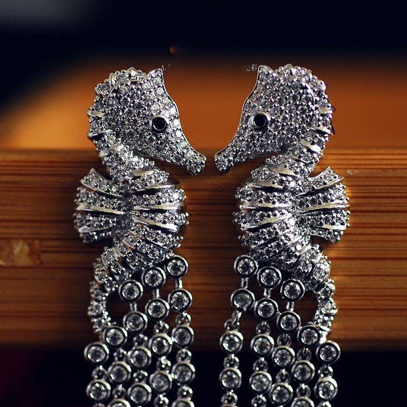 Xindale'S New Super Flash Crystal Earrings Long Retro Tassel Earrings