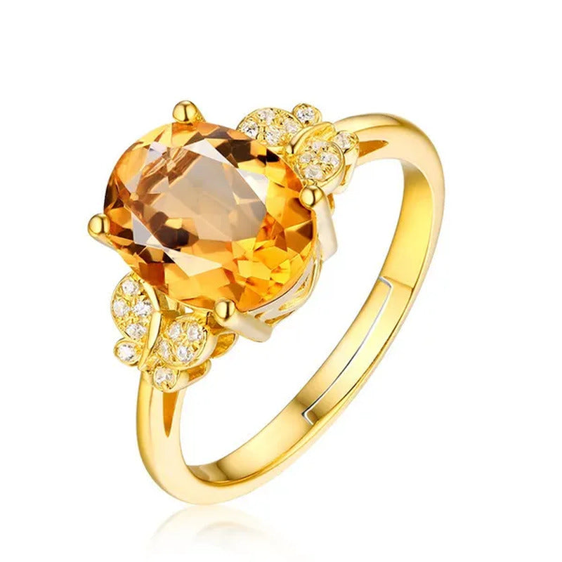 Women'S Fashion Decorative Jewelry Citrine Bracelet 18K Golden Diamond Ring Yell