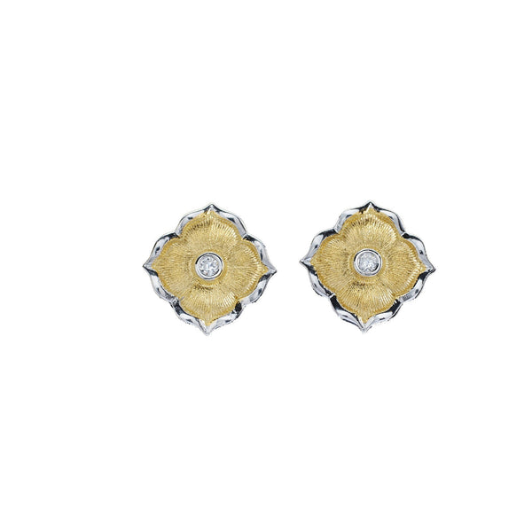 Women'S Fashionable Brushed Two-Color Flower Earrings