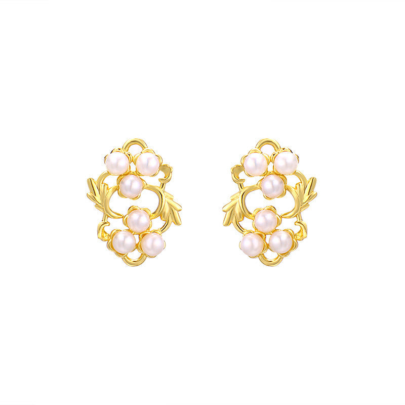 Women'S Leaf Flower Pearl Earrings